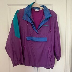 Reebok Vintage Windbreaker Purple and Green Jacket Lightweight